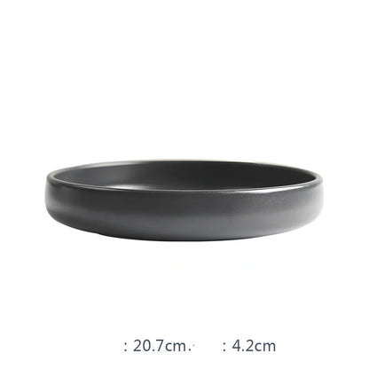 Nordic ceramic tableware set with rice bowl, noodle bowl, flat plate, and soup bowl in matt glaze finish