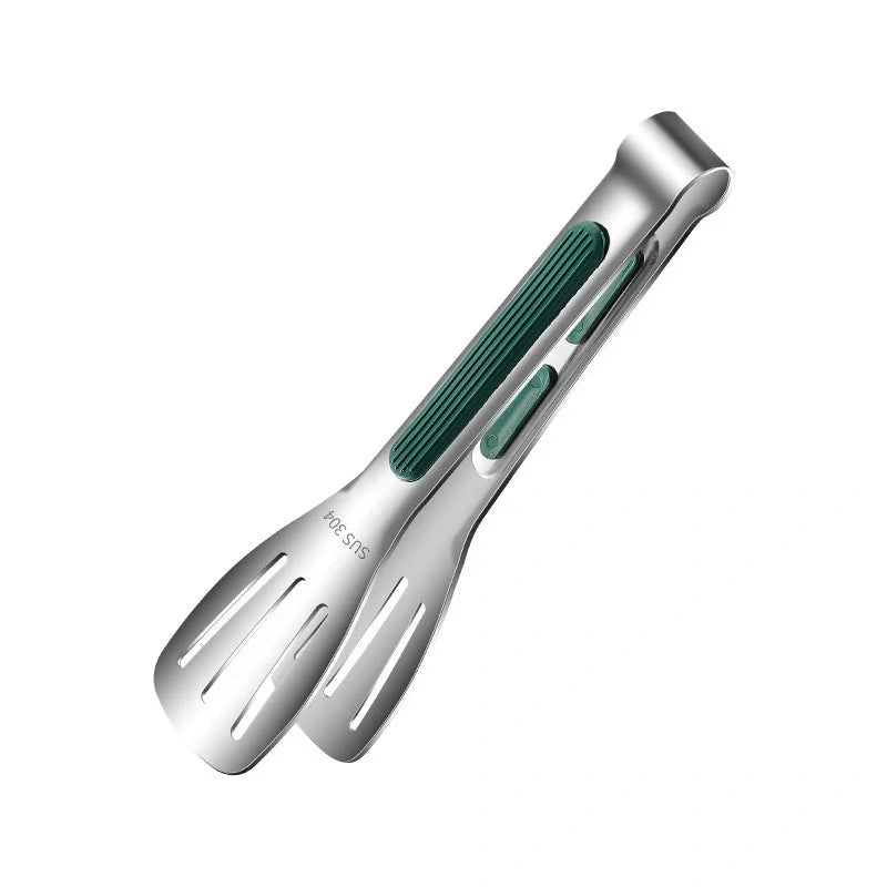 Stainless steel kitchen tongs with silicone handle for cooking and grilling