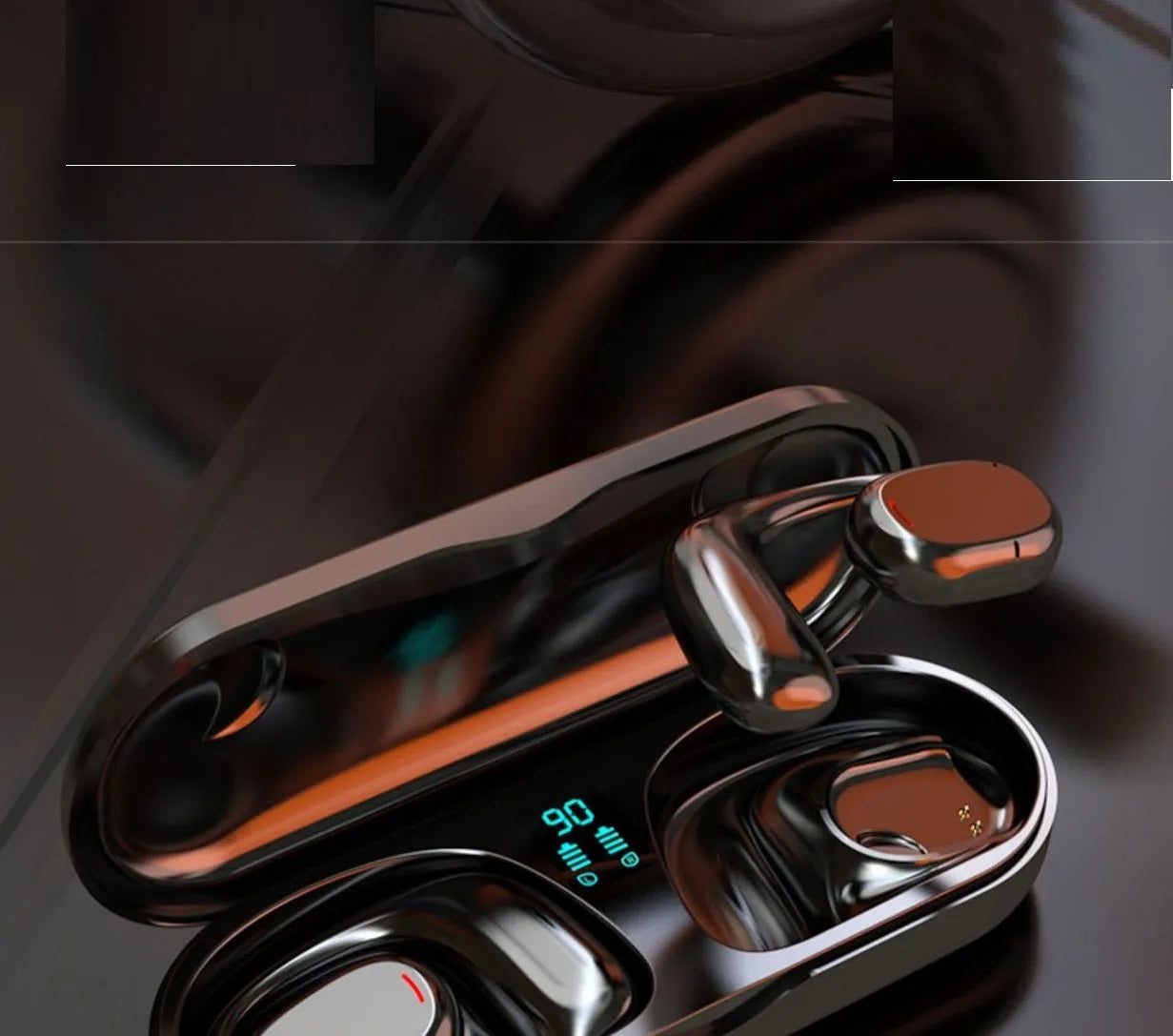 Black and white earplug type bilateral stereo Bluetooth headset with charging case
