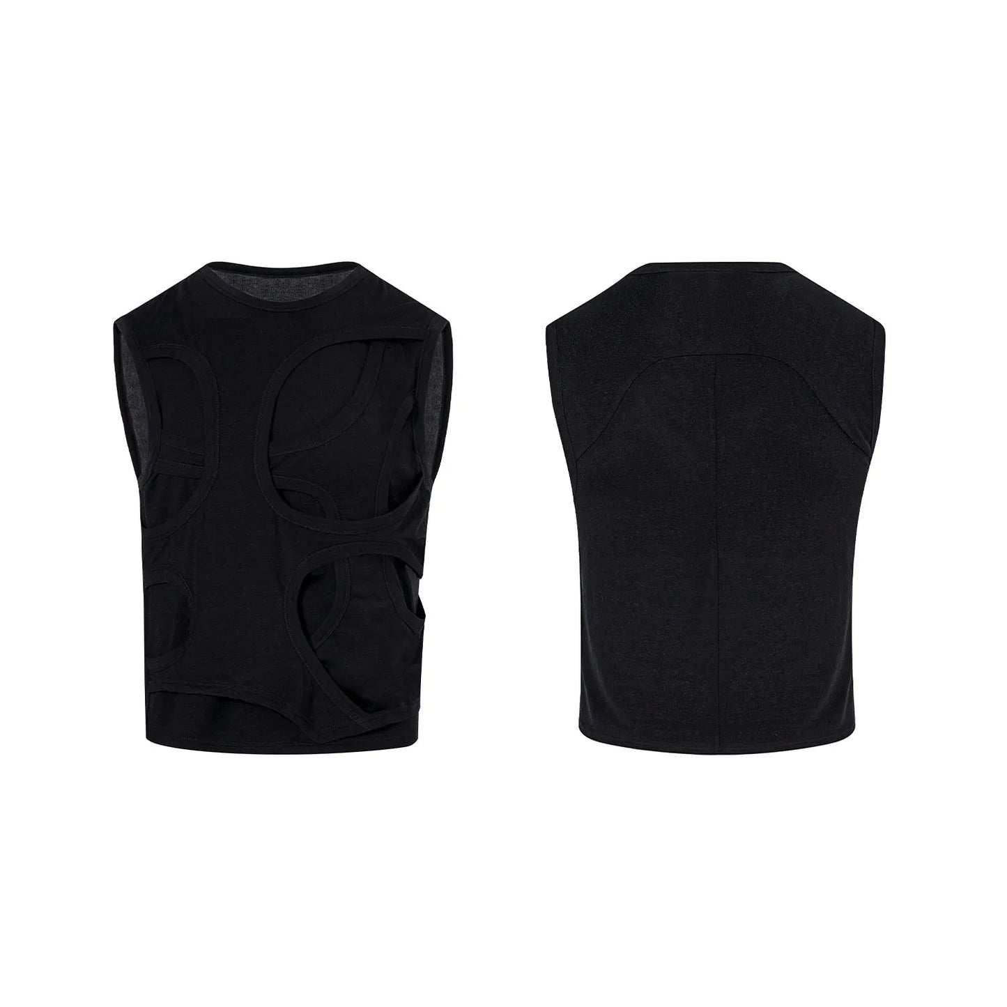 Men's solid colour Lyocell vest with round neck collar in black or grey