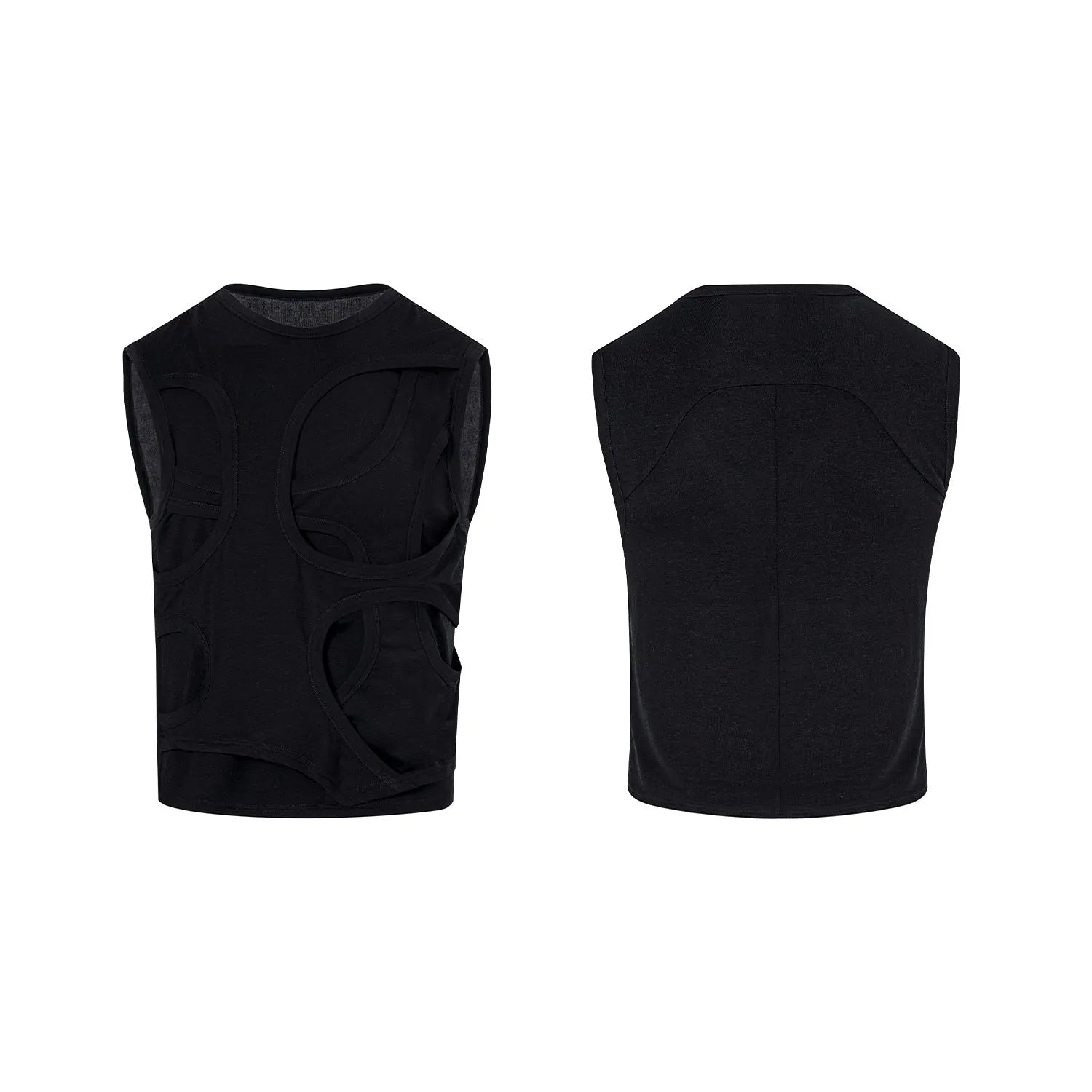 Men's solid colour Lyocell vest with round neck collar in black or grey