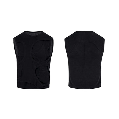 Men's solid colour Lyocell vest with round neck collar in black or grey