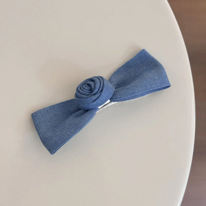 Women's cloth hair barrettes in beige lace, blue bow, oval, pearl butterfly and ribbon pastoral styles