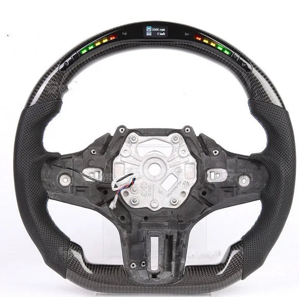 Black carbon fibre BMW steering wheel with LED elements for X3 X5 models