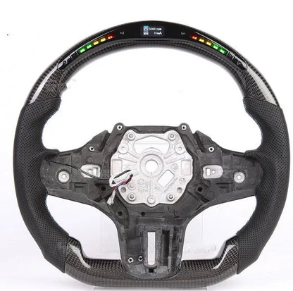 Black carbon fibre BMW steering wheel with LED elements for X3 X5 models