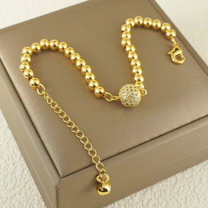 Women's copper bracelet with heart-shaped Arabic design and zircon stones for daily jewellery