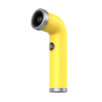 Bladeless portable fan in apricot colour with lithium battery, 15cm diameter, low noise 36dB(A) operation