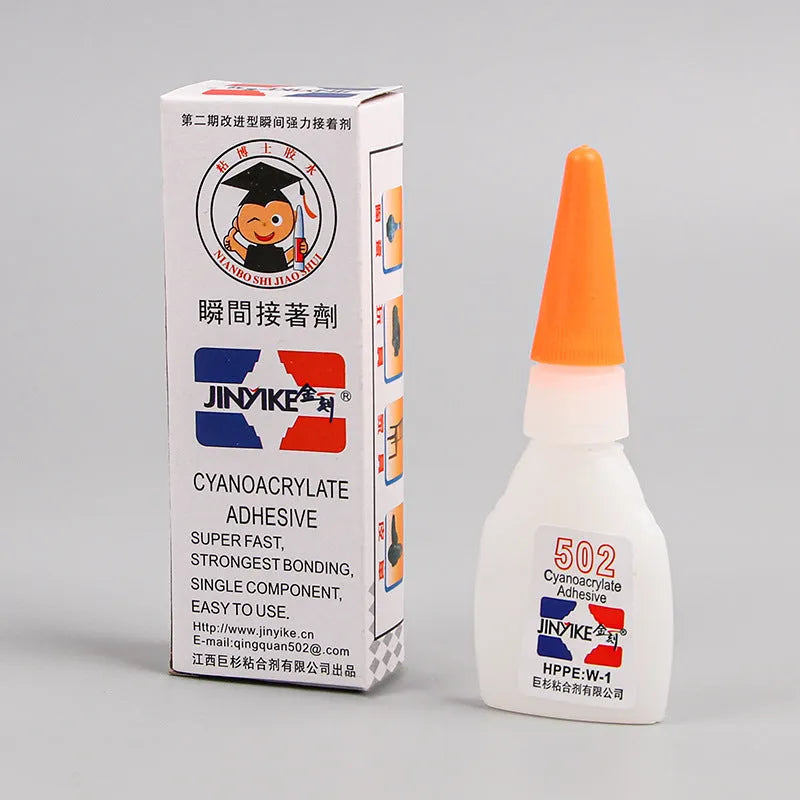 Two tubes of instant strong adhesive glue for shoe repairs in 3g and 8g sizes.