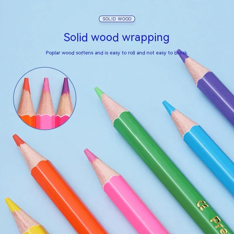 Wooden double-ended colouring pencils set in 12 or 6 piece configurations for student art