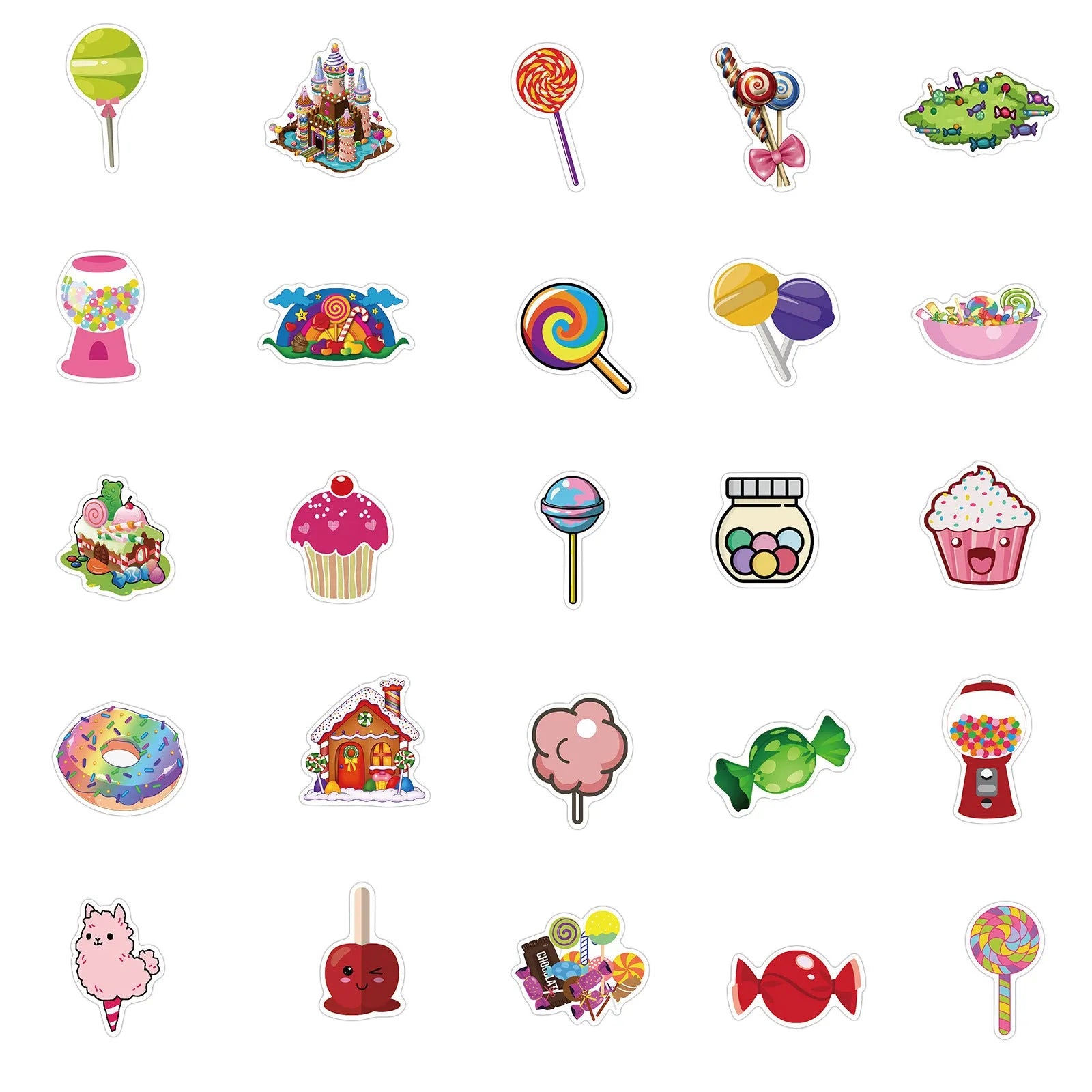 Candy series graffiti colour sticker pack with 50 colourful cartoon adhesive stickers