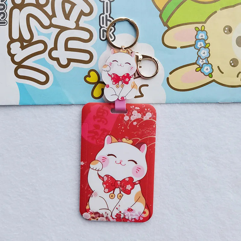 Lucky Cat plastic ferrule pendant and card sleeve set for blessing certificate display