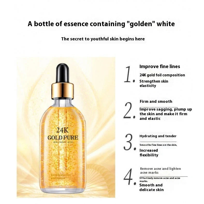24K nicotinamide facial essence bottle with hyaluronic acid and ginseng extract, 100g content