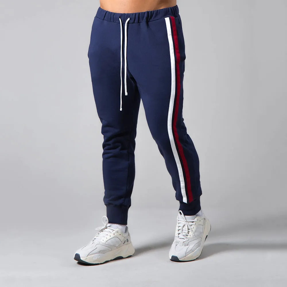 Long cotton pants for outdoor fitness and training in black, white, navy blue, and light board colours