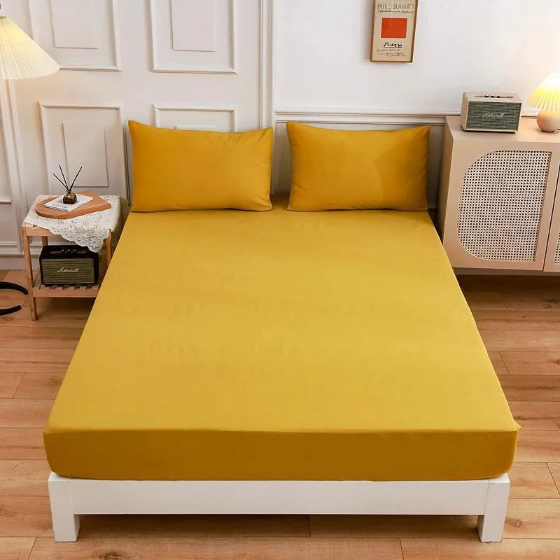 Cotton bed sheets fitted sheet and pillowcase set in various colour options for standard mattress sizes