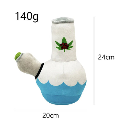 Kettle-shaped plush dog toy with sound feature, 24cm length bite-resistant pet toy