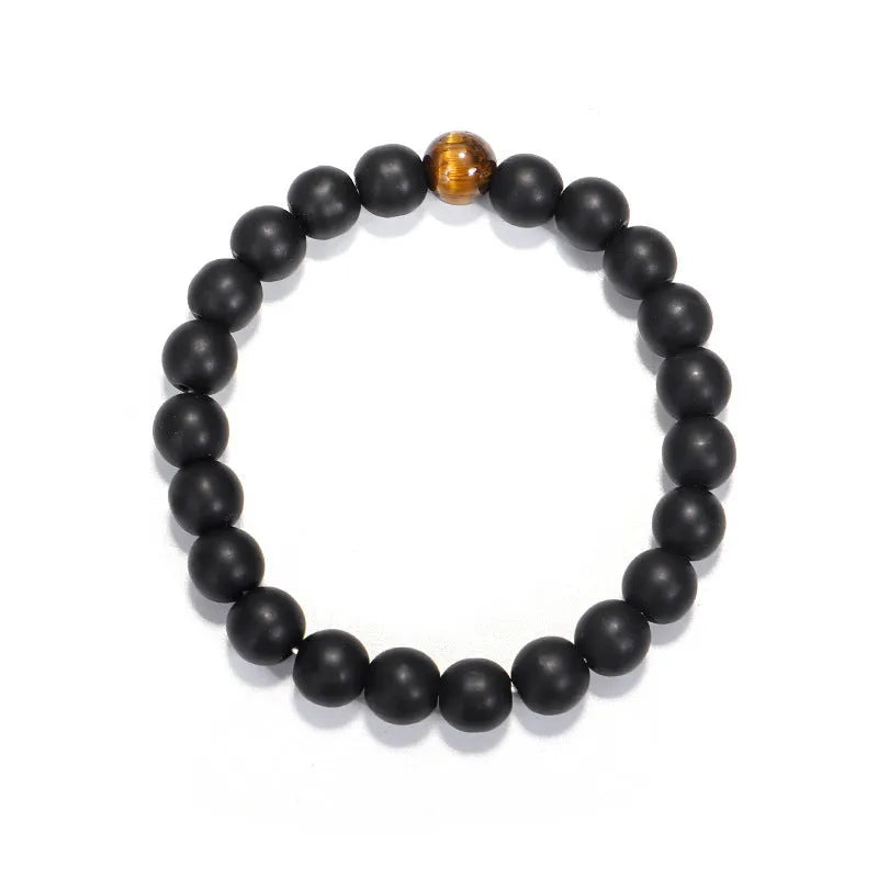 Tiger eye stone yoga necklace and matching bracelet set with tassel pendant