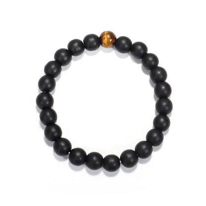 Tiger eye stone yoga necklace and matching bracelet set with tassel pendant