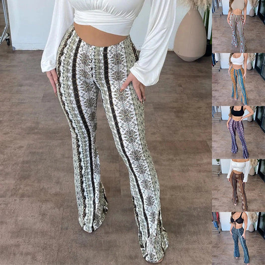 Trendy & Flattering Women's Printed Slim-Fit Pants in various colors and sizes