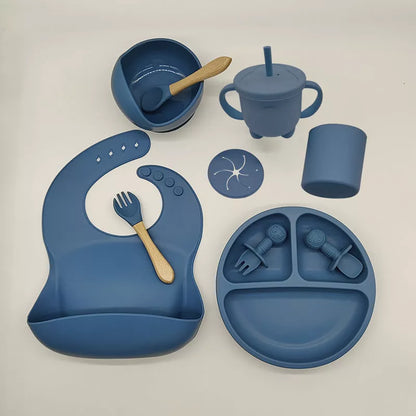 10-piece baby silicone feeding tableware set in various colours