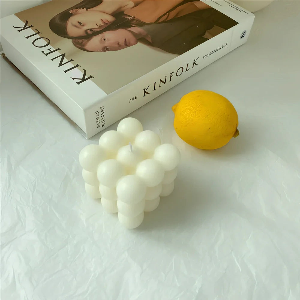 Hand-made soy wax aromatherapy candle measuring 5.5x6x6cm with natural essential oil scent