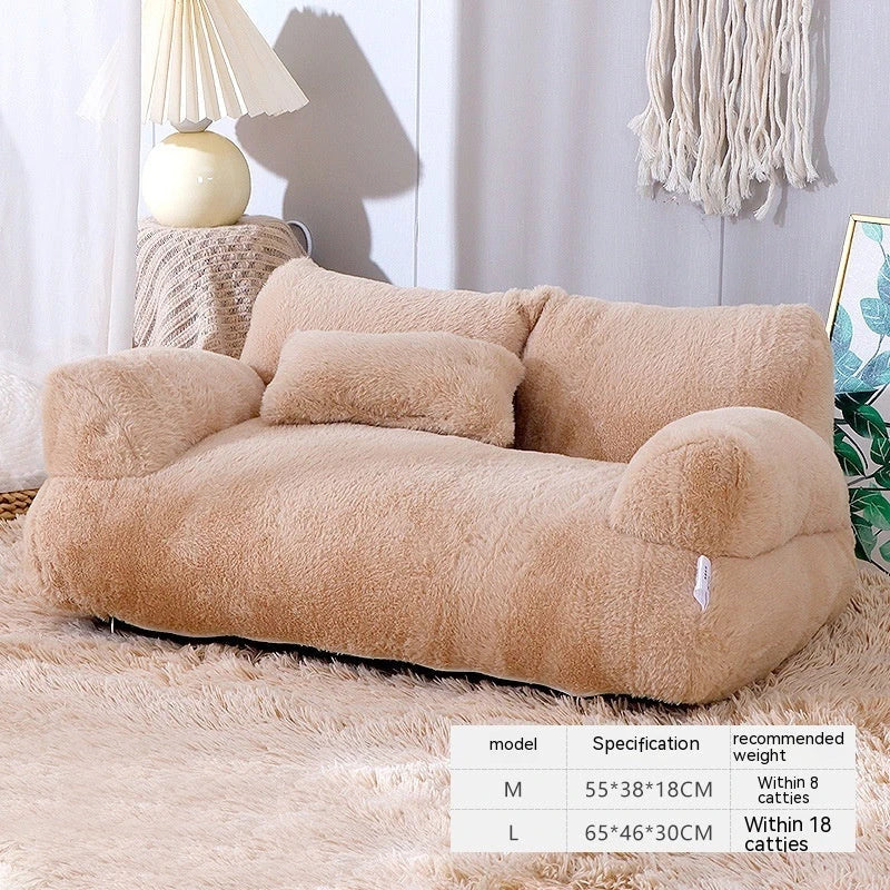 Cozy and luxurious cat bed sofa in various colors, featuring a thick backrest and anti-slip base for pets' comfort and relaxation