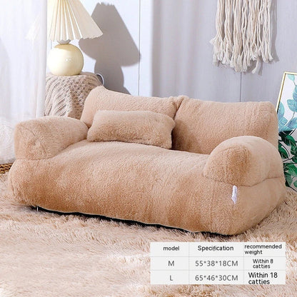 Cozy and luxurious cat bed sofa in various colors, featuring a thick backrest and anti-slip base for pets' comfort and relaxation