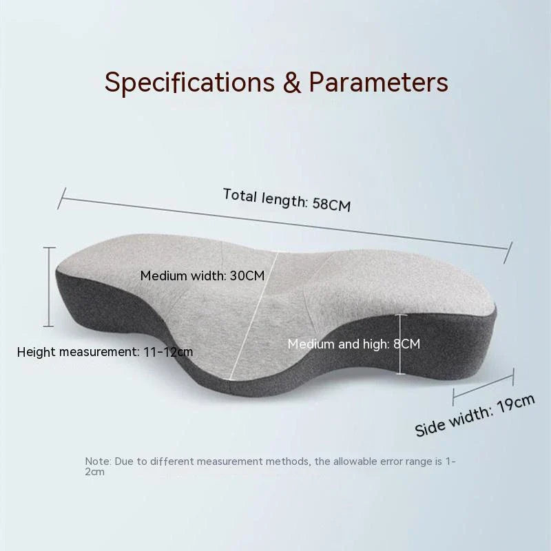 Premium memory foam pillow with shallow center cavity for neck pain relief and improved sleep quality