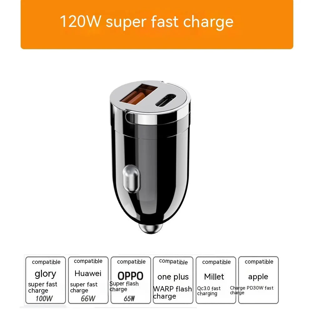Black 200W car charger with zinc alloy housing and USB port for vehicle charging