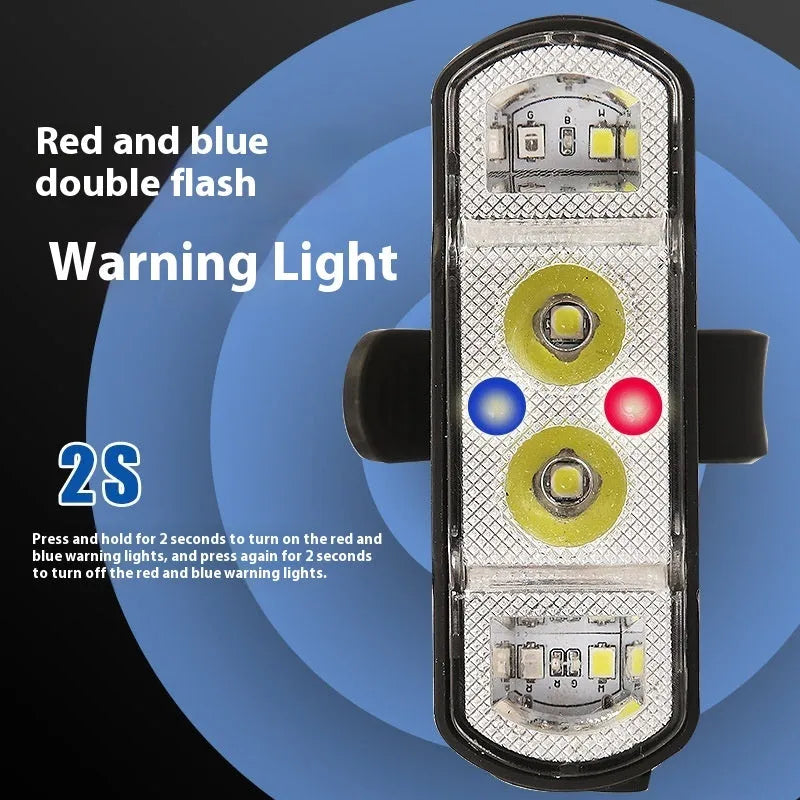 Black USB rechargeable bicycle headlight with 350 lumen output mounted on handlebars