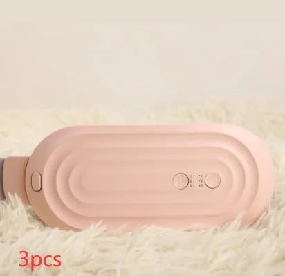 Smart electric heating and vibration massage waist belt with USB charger and screen display controller.