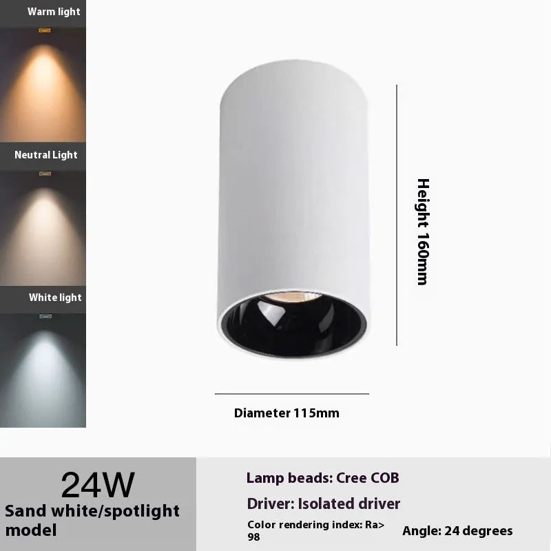 LED surface mounted spotlight in aluminium, 75 x 100mm to 115 x 160mm, 12W to 24W, White Black or All Black, anti-glare