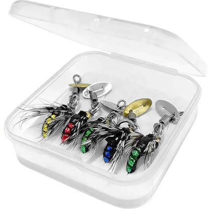 Bionic poisonous mosquito fishing hooks with spinning sequins in multicolor designs