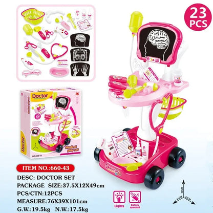 Pink children's simulation medicine box toy with ECG monitor and plastic construction, 1.4kg