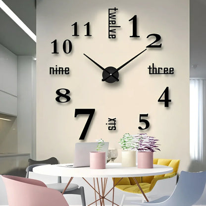 25-inch solar wall clock with laser-engraved markings and European round design in black finish