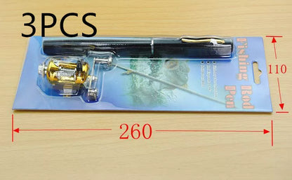 Telescopic drum pen rod fishing gear set for ice fishing in various colors