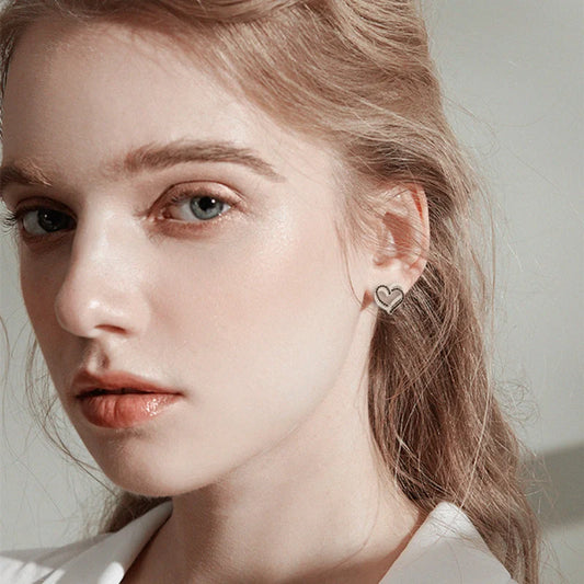 Elegant copper double buckle love earrings with heart details