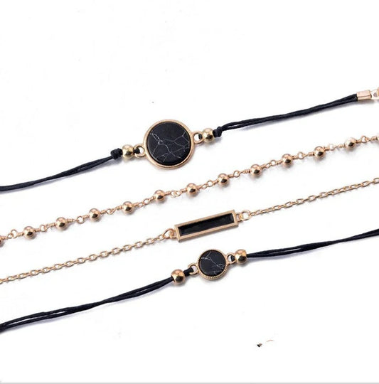 Handmade black turquoise geometric bracelet for women, elegant and modern design