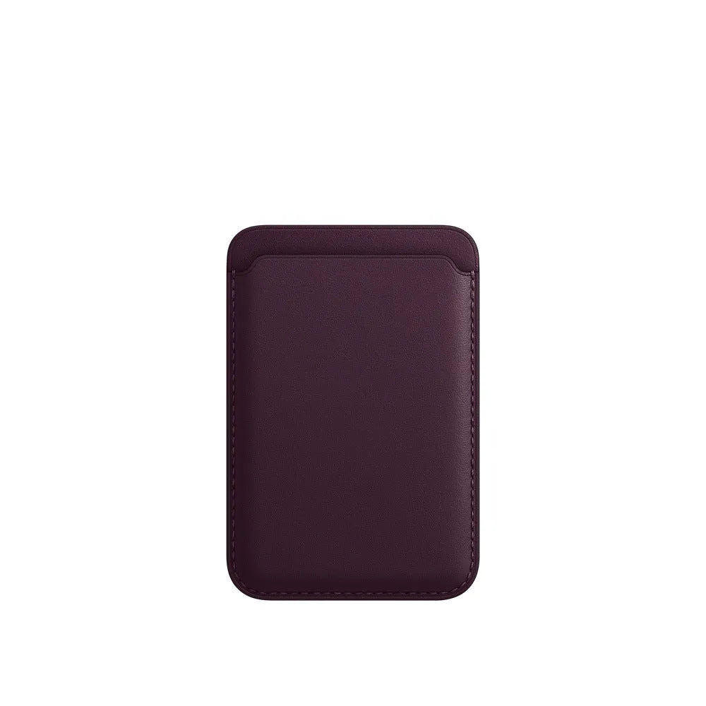Black PU leather magnetic wallet phone case for iPhone with integrated card holder on MagSafe charger