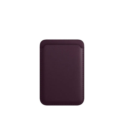 Black PU leather magnetic wallet phone case for iPhone with integrated card holder on MagSafe charger