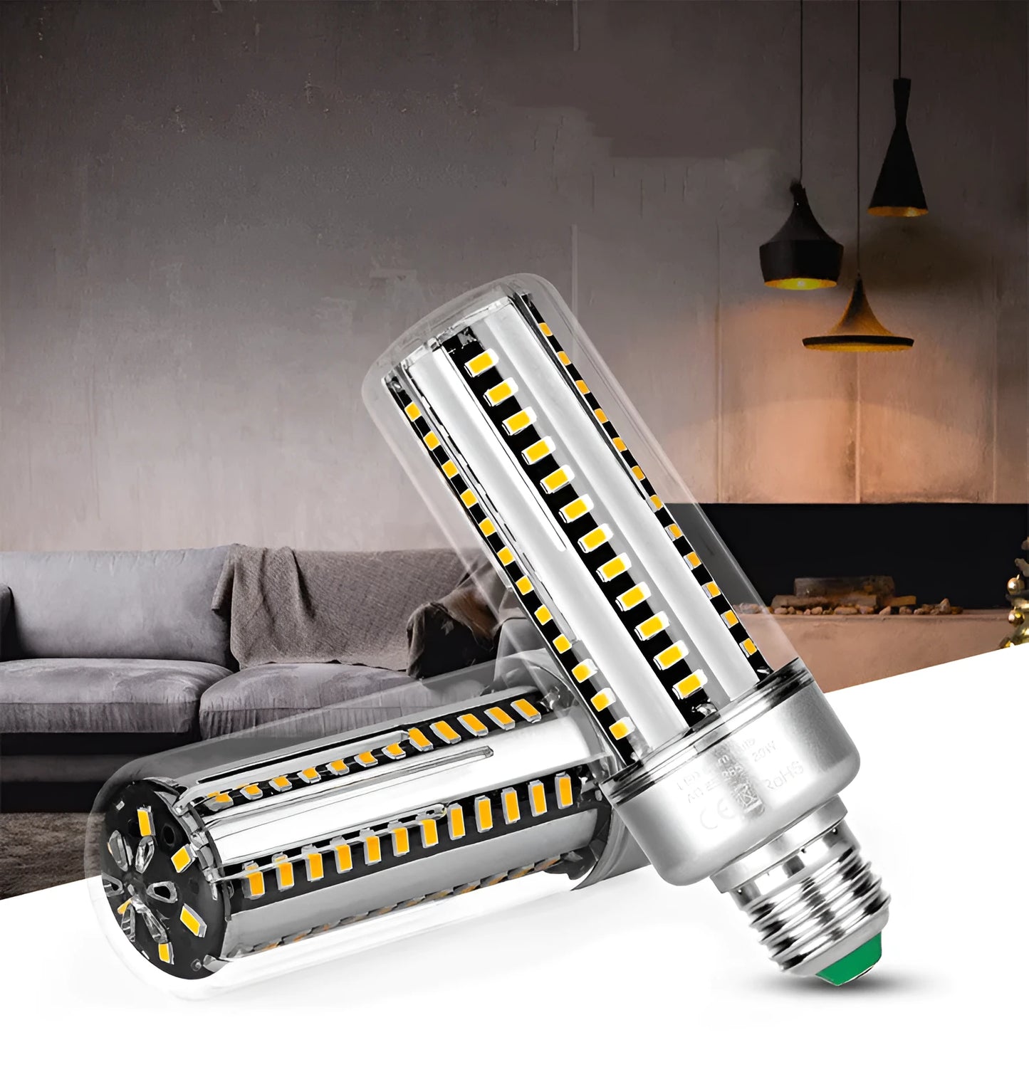 25W LED corn bulb with aluminium body and E27/E27 base in warm white or cool white colour temperature