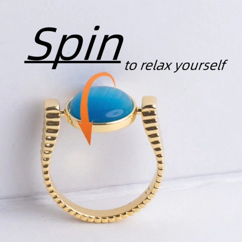 Original Fidget Spinner Ring with natural stone spinner for stress relief