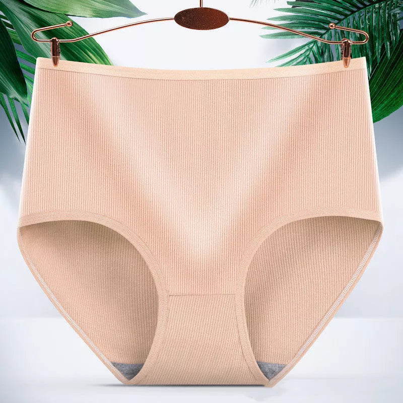 Women's high waist tummy tucking and hip lifting body shaping panties in milk silk