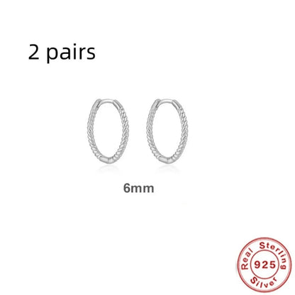 Sterling silver twisted string round ring earrings in gold or platinum colour