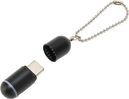 Black capsule infrared emitter for smartphone with Lightning, USB-C, and Micro-USB connection types