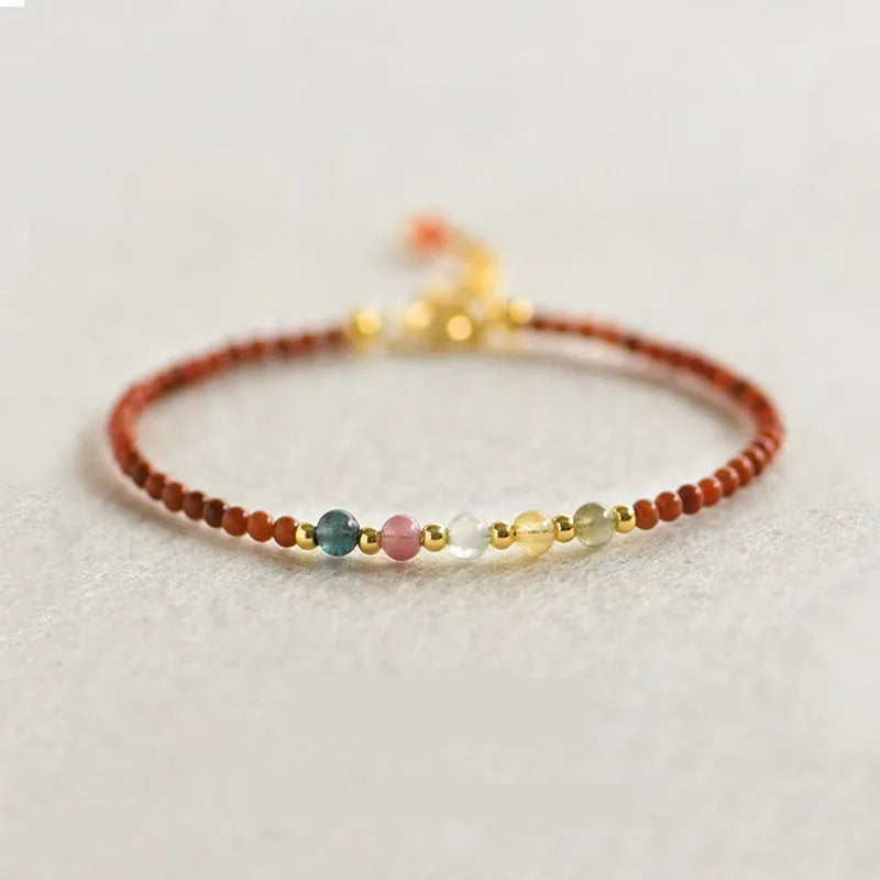 Crystal geometric bracelet with elastic rope adjustable construction for women