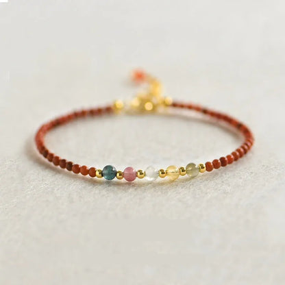 Crystal geometric bracelet with elastic rope adjustable construction for women