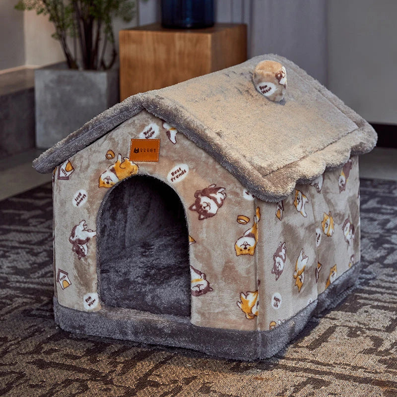 Cozy and Foldable Pet Bed for Dogs and Cats: Premium Synthetic Fur, Self-Warming, and Non-Slip Design
