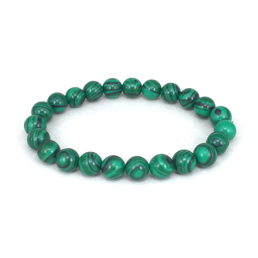 Stylish black matte green malachite elastic bracelets for women and men