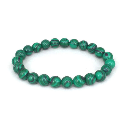 Stylish black matte green malachite elastic bracelets for women and men