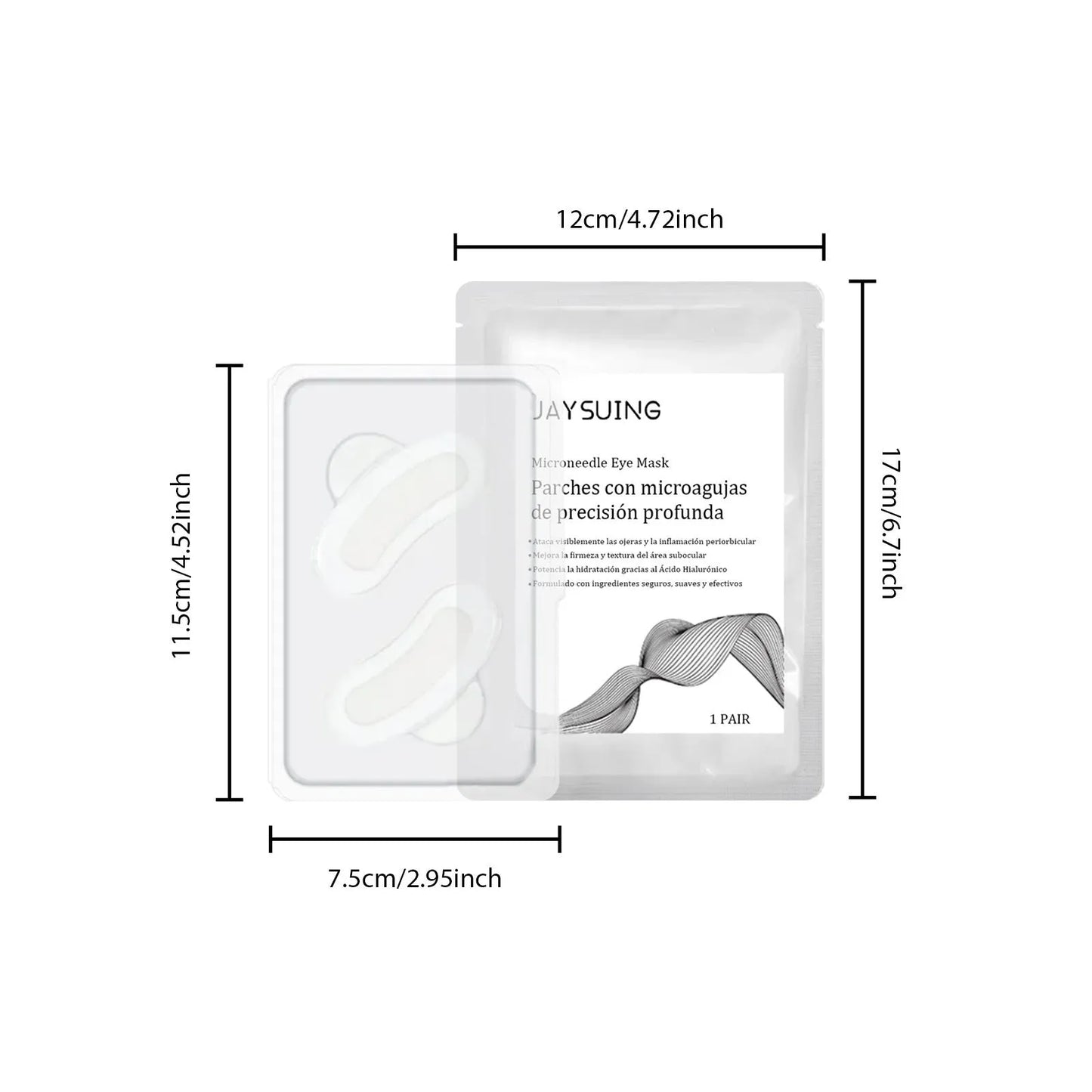 A pair of micro needle eye mask patches for under eye treatment.